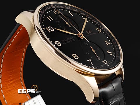 IWC 萬國錶 Portugieser Chronograph 葡萄牙 IW371625 18K玫瑰金材質&nbsp;&nbsp;深黑色太陽紋放射面盤&nbsp;2025年保卡&nbsp;計時碼表 自動上鍊 41mm