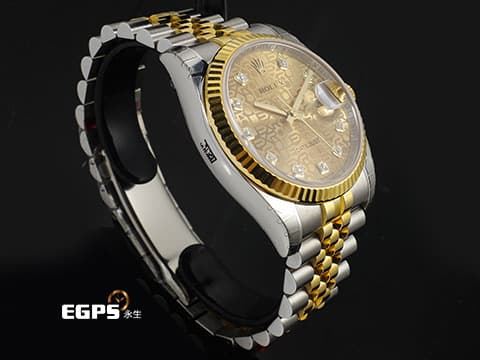 ROLEX 勞力士 DATEJUST 116233 經典 蠔式日誌型 18K黃金&amp;不鏽鋼材質 半金款 原廠鑲嵌鑽石時標 紀念型面盤 電腦面盤&nbsp;極度少見 保有原廠全部膠膜 未使用蒐藏品&nbsp;自動上鍊 36mm