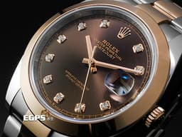 ROLEX 勞力士 DATEJUST 41 蠔式日誌型 126301 18K玫瑰金&amp;不鏽鋼材質 半金款&nbsp;<font color="#ffe2c2">巧克力色面盤 原廠鑲嵌鑽石時標</font><font color="#FF0000">&nbsp;</font>&nbsp;<font color="#ff0000">2025年保卡</font> 自動上鍊 41mm