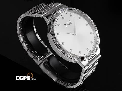 PIAGET 伯爵 Dancer 舞者系列 G0A31046 P10358 18K白金材質 鍊帶款&nbsp;原鑲鑽石錶圈、鑲鑽時標&nbsp;整支約重3.06兩 手動上鍊 38mm