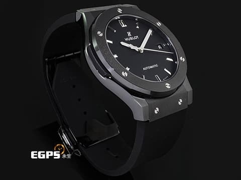 HUBLOT 宇舶 Classic Fusion 經典融合 511.CM.7170.RX 黑陶瓷材質&nbsp;啞光黑色面盤 大三針 2025年保單 自動上鍊 45mm