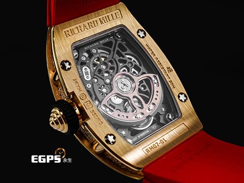 RICHARD MILLE 理查德•米勒 RM&nbsp; RM07-01&nbsp;紅唇 18K玫瑰金材質 原廠鑲嵌鑽石面盤、錶圈、錶扣&nbsp;錶腹鑲嵌宛如雪花般的頂級鑽石 2025年保單&nbsp;自動上鏈 45.66 x 31.40mm