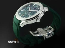 PIAGET 伯爵 Polo Skeleton系列 枕型 G0A48005 不鏽鋼材質 <font color="#66c281">8.65毫米</font><font color="#4cc844">超薄萬年曆 圓模雕刻紋理深祖母綠色錶盤</font><font color="#FF0000">&nbsp;2024年保卡 新式快拆帶系統 附原廠綠色皮革錶帶 新錶訂價：1,970,000元</font>&nbsp;自動上鍊 42mm