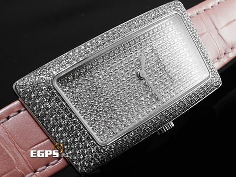 Vacheron Constantin 江詩丹頓 25010 18K白金材質 精鑲滿天星鑽石面盤、錶圈 精鑲鑽石錶扣&nbsp;整支錶重約1.68兩 石英機芯 23mm