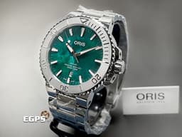 ORIS豪利時 Oris Aquis Date x Bracenet特別版 0173377304137 <font color="#058703">獨一無二的綠色萬花筒紋理 每支紋路皆不同 海洋保護聯名款 原廠膠膜全新未拆封</font>&nbsp;不鏽鋼材質 <font color="#ff0000">2025年保單</font> 潛水錶 自動上鍊 43.5mm
