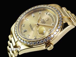 ROLEX 勞力士 DAY-DATE 40 DD40 蠔式 星期日曆型 218348 18K黃金材質 <font color="#05f0f0">原廠鑲嵌鑽石錶圈、時標</font> <font color="#f7e8cf">香檳金色面盤</font>&nbsp;<font color="#ff0000">2015年保卡 台灣公司貨 </font>自動上鏈 40mm