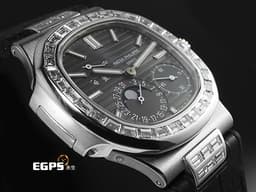 Patek philippe 百達翡麗 PP Nautilus 金鷹 鸚鵡螺 5712G 18K白金 <font color="#05f0f0">灰色漸層面盤 精鑲鑽石錶圈、錶爾</font> <font color="#ff0000">2015年保單</font>&nbsp;自動上鏈 43x38mm
