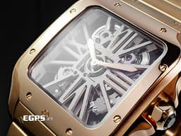 CARTIER 卡地亞 Santos de Cartier 山度士 WHSA0016 18K玫瑰金材質<font color="#144ec2"> </font><font color="#05f0f0">鏤空面盤 金色鍍層飾面劍形指針 鑲嵌1顆刻面藍寶石七邊形錶冠</font><font color="#FF0000">&nbsp;新式「QuickSwitch」錶帶快拆系統 附原廠鱷魚皮錶帶 2026年保卡 整支重約6.4兩 官方訂價：2,450,000元</font><font color="#FF0000" style="font-size: 10pt;">&nbsp;</font><span style="font-size: 10pt;">自動上鍊 47.5x39.7mm</span>