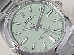 ROLEX 勞力士 Oyster Perpetual 34 蠔式恆動型 124200 <font color="#b1dd8c">最新款 開心果綠色面盤</font>&nbsp;OP34 不鏽鋼 大三針<font color="#FF0000">&nbsp;2025年保卡</font> 自動上鍊 34mm