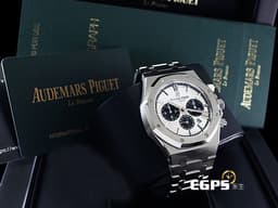 Audemars Piguet 愛彼 AP錶 Royal Oak 皇家橡樹 鍊帶款 白面黑色計時圈 26331ST.OO.1220ST.03 計時碼錶 不鏽鋼鍊帶款 <font color="#05f0f0"> 白色熊貓面盤</font><font color="#FF0000">  2020年保卡</font>&nbsp;自動上鏈 41mm