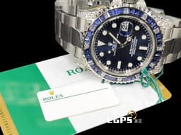 ROLEX 勞力士 Submariner 116610 潛航者 不鏽鋼材質 水鬼 快調式摺疊帶扣 <font color="#FF0000"> 大名鼎鼎的時間管理大師潮錶、<font color="#2828FF">客製化藍色面盤、精鑲寶石錶框、錶耳</font></font> 潛水錶 自動上鍊 40mm