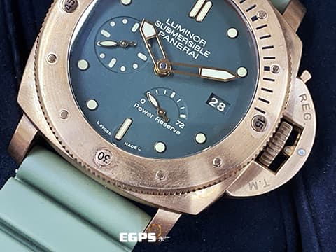 PANERAI 沛納海 SUBMERSIBLE 1950 Luminor 3日鍊  PAM507 PAM00507 傳說級青銅小沛，真限量款，全球限量1000只&nbsp; 磨砂青銅材質 綠色面盤 自動上鍊 47mm