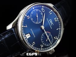 IWC 萬國錶 Portuguese 7 Day Power Reserve 葡萄牙 七日鍊 IW500710&nbsp;<font color="#1479e6">藍色面盤</font> 不鏽鋼 小秒針 動能儲存 大葡萄牙&nbsp;<font color="#FF0000">經典比勒頓上鍊系統 啄木鳥機芯 </font>自動上鍊 42.3mm