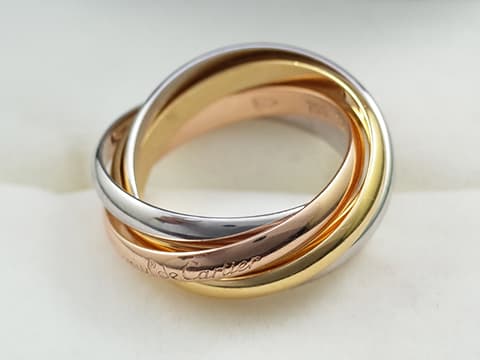 Cartier 卡地亞 三色金 Trinity 五環戒 國際精品 52號 約國際圍11號 名牌戒