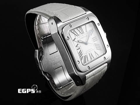 CARTIER 卡地亞 Santos 100 山度士 W20126X8 中型 不鏽鋼 大三針&nbsp;台灣公司貨 自動上鏈 44.2x35.6mm