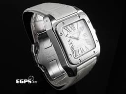 CARTIER 卡地亞 Santos 100 山度士 W20126X8 中型 不鏽鋼 大三針&nbsp;<font color="#ff0000">台灣公司貨</font> 自動上鏈 44.2x35.6mm