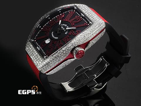 Franck Muller 法蘭穆勒 FM Vanguard V45 SC DT 不鏽鋼材質 精鑲鑽石錶圈、錶扣&nbsp;緞面拉絲紋面盤 自動上鏈 44x54mm
