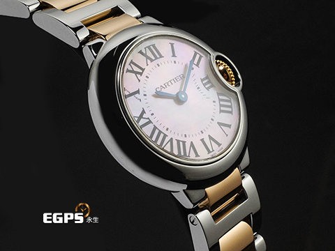 CARTIER 卡地亞 Ballon Bleu de Cartier 藍氣球 W2BB0009 <font color="#05f0f0">雙色精鋼與18K玫瑰金鏈節 &nbsp;藍鋼劍形指針、羅馬數字時標</font>&nbsp;石英機芯 28.6mm