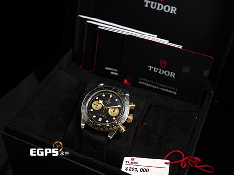 TUDOR 帝舵 Black Bay Chrono S&amp;G 碧灣 79363N-0003 計時碼錶 18K黃金 半金織紋錶帶款 79363 MT5813自製機芯，2025年新式保卡 賽車錶 自動上鍊 41mm