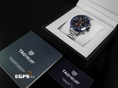 TAG HEUER 豪雅 CARRERA Heuer-01 卡萊拉 CAR201T 不鏽鋼材質 藍色陶瓷錶圈&nbsp;鏤空面盤&nbsp;自動上鍊 43mm