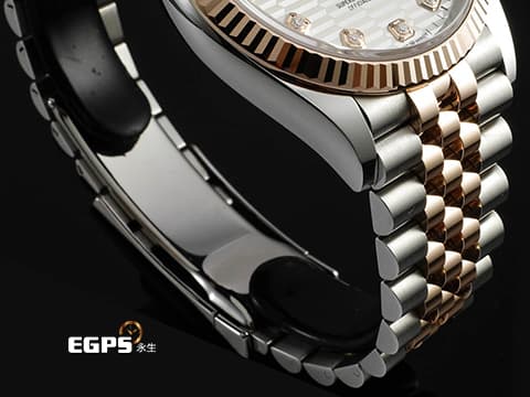 ROLEX 勞力士 蠔式 Datejust 126231 蠔式日誌型 永恒玫瑰金 半金 絕版雷射坑紋面 銀色坑紋面盤 原廠鑲嵌鑽石時標 2024年保卡 五銖紀念型錶帶 自動上鍊 36mm