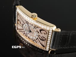 Franck Muller 法蘭穆勒 FM錶 Long Island系列 1000SC 矩形&nbsp;<font color="#FF0000">精鑲鑽框、滿天星面盤 </font>玫瑰金&nbsp;經典阿拉伯數字時標&nbsp;自動上鍊&nbsp;43x31mm