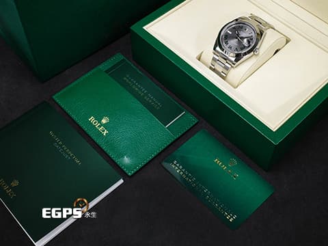 ROLEX 勞力士 DateJust 41 蠔式日誌型 126300&nbsp;溫布頓 費德勒面盤 綠色羅馬時標搭配石板灰色錶面 經典 DJ41 不鏽鋼&nbsp;2021年保卡 蠔式（Oyster）三節板帶&nbsp;自動上鍊 41mm