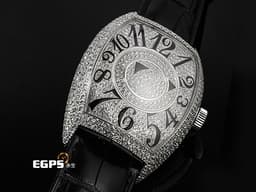 Franck Muller FM 法蘭穆勒 FM DOUBLE MYSTERY 雙重神秘 8880 DM D CD 酒桶型 18K白金材質 <font color="#05f0f0">原廠鑲嵌鑽石錶殼、滿天星面盤</font>&nbsp;黑色立體經典阿拉伯數字時標 自動上鏈 44x54mm
