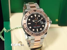 ROLEX 勞力士 Yacht-Master 遊艇名仕型 126621 <font color=#f3baa1>永恆玫瑰金 半金款 </font> 黑色面盤 <font color=#FF0000>3235機芯 2023年新式綠卡</font> 自動上鍊 40mm