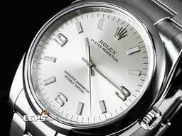 ROLEX 勞力士 Oyster Perpetual 蠔式恆動型 114200 銀色面盤 大三針 OP34 中型&nbsp;<font color="#ff0000">經典3 6 9數字時標&nbsp;2018年保卡</font> 自動上鏈 34mm