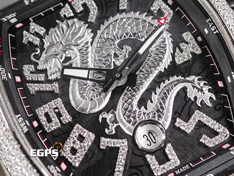 Franck Muller 法蘭穆勒 FM錶 Vanguard Yachting 遊艇系列 Dragon King Limited Edition 龍王&nbsp;限量188只&nbsp;精鑲鑽圈、面盤&nbsp;V45 YT SC DT AC NR 酒桶型 不鏽鋼 自動腕錶  44x54mm