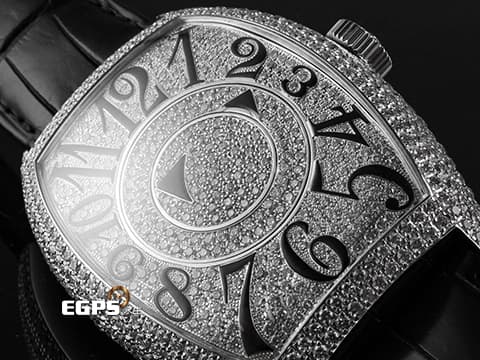 Franck Muller FM 法蘭穆勒 FM DOUBLE MYSTERY 雙重神秘 8880 DM D CD 酒桶型 18K白金材質 原廠鑲嵌鑽石錶殼、滿天星面盤&nbsp;黑色立體經典阿拉伯數字時標 自動上鏈 44x54mm