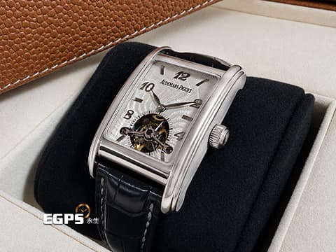 Audemars Piguet 愛彼 Edward Piguet系列 25956BC.OO.D002CR.01 18K白金材質&nbsp;銀白色印加太陽紋機刻雕花面盤&nbsp;長方形陀飛輪 極高的製作難度、機械工藝以及觀賞性&nbsp;手動上鍊 29×49mm