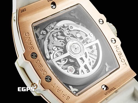 HUBLOT 宇舶 Spirit of Big Bang 大爆炸 靈魂系列 King Gold Blue 王金材質 642.OE.2010.RW 計時碼錶 酒桶型 鏤空面盤 原廠鑲嵌鑽石錶圈 2023年電子式保單 自動上鍊 42mm