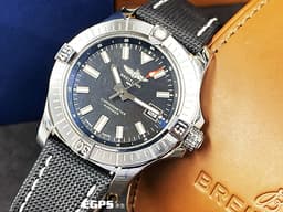 BREITLING 百年靈 Avenger Automatic 43 復仇者系列 A17318 不鏽鋼 <font color="#70cce1">黑色面盤 黑色皮革錶帶</font>&nbsp;<font color="#FF0000">2023年保單</font> 自動上鍊 43mm