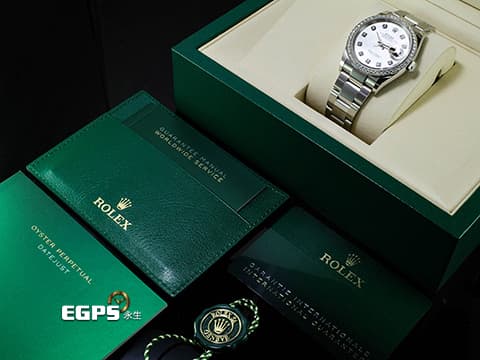 ROLEX 勞力士 DATEJUST 36 蠔式日誌型 126284RBR 白色珍珠貝母面盤 原廠鑲鑽外圈 鑽石時標 2025年新式保卡&nbsp;自動上鍊 36mm