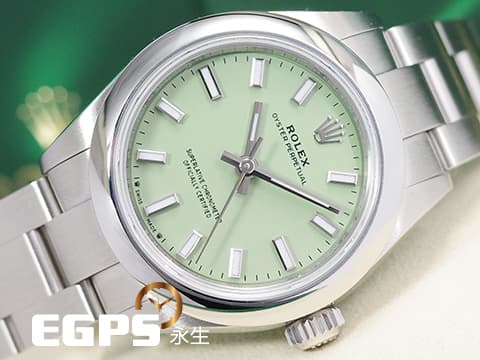 ROLEX 勞力士 Oyster Perpetual 28 經典 蠔式恆動型 276200 最新款 開心果綠色噴漆面盤&nbsp;OP28 不鏽鋼 2025年保卡 自動上鍊 28mm