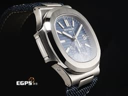 Patek Philippe 百達翡麗 PP錶 Nautilus 金鷹 鸚鵡螺 5980/60G-001 18K白金材質 <font color="#05f0f0">最新款 藍灰色蛋白石錶盤 新款PP印記</font><font color="#FF0000">&nbsp;2026年保單</font>&nbsp;自動上鍊 40.5mm
