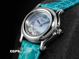CHOPARD 蕭邦 Happy Sport 快樂鑽  Happy Fish 快樂魚 27/8245-23 不鏽鋼材質 <font color="#05f0f0">珍珠貝母面盤 2顆圓形及魚造型跑鑽</font> 石英機芯 26mm