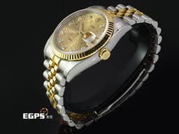 ROLEX 勞力士 DATEJUST 116233 經典 蠔式日誌型 18K黃金&amp;不鏽鋼材質 <font color="#05f0f0">半金款 原廠鑲嵌鑽石時標 紀念型面盤 電腦面盤</font>&nbsp;<font color="#FF0000">極度少見 保有原廠全部膠膜 未使用蒐藏品</font>&nbsp;自動上鍊 36mm