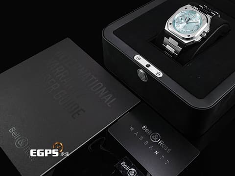 Bell &amp; Ross 柏萊士 Urban系列 BR-X5 ICE BLUE STEEL&nbsp;冰藍色面盤 動力儲存顯示&nbsp;不鏽鋼材質&nbsp;2025年保卡&nbsp;自動上鍊 41mm