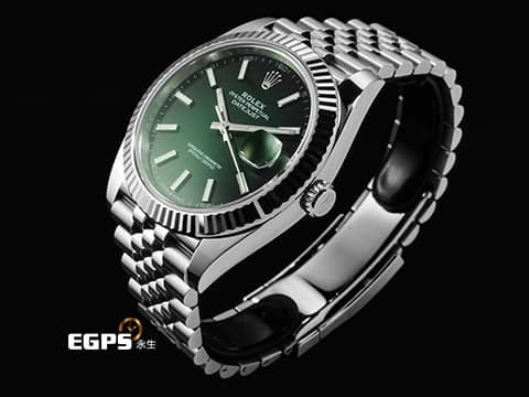 ROLEX 勞力士 Datejust 41 蠔式日誌型 126334 不鏽鋼材質 DJ41 最新款 煙燻綠漸層面盤 經典三角坑紋錶圈 2026年木紋保卡 紀念型（Jubilee）五銖錶帶 自動上鍊 41mm