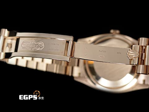 ROLEX 勞力士 Day-Date 36 蠔式 星期日曆型 128235&nbsp;玫瑰金色面盤 原廠鑽石時標 永恆玫瑰金 DD36 經典三角坑紋錶圈 2020年保卡 元首型（President）錶帶 總統帶 自動上鍊 36mm