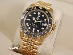 ROLEX 勞力士 GMT-Master II 蠔式 格林威治型 126718 GRNR 兩地時間&nbsp;<font color="#f5dea8">18K黃金材質</font>&nbsp;126718GRNR <font color="#a9a7a7">灰黑雙色Cerachrom陶質字圈</font>&nbsp;皮蛋圈&nbsp;<font color="#FF0000">2025年保單 紀念型五珠（Jubilee）錶帶</font> 自動上鍊 40mm