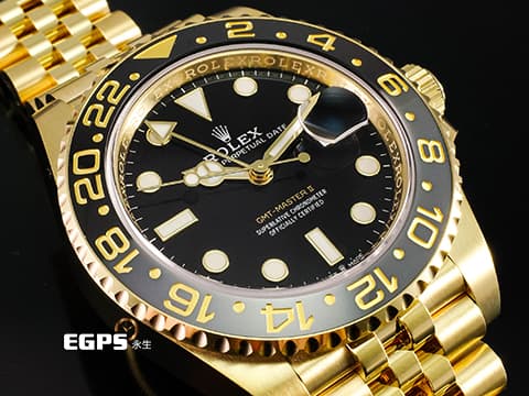 ROLEX 勞力士 GMT-Master II 蠔式 格林威治型 126718 GRNR 兩地時間 18K黃金材質 126718 GRNR 灰黑雙色陶瓷錶圈 皮蛋圈 2025年保卡 紀念型（Jubilee）五銖錶帶 &nbsp;自動上鍊 40mm