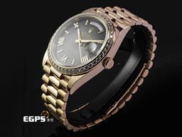 ROLEX 勞力士 Day-Date 40 DD40 蠔式 星期日曆型 228345RBR 18K永恆玫瑰金&nbsp;<font color="#fdc7aa">18K玫瑰金金立體羅馬數字時標</font>&nbsp;<font color="#05f0f0">漸變石板灰色 原廠鑲嵌鑽石錶圈</font>&nbsp;<font color="#FF0000">2025年保卡</font>&nbsp;自動上鍊 40mm