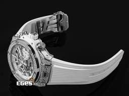 Hublot 宇舶 BIG BANG 大爆炸 Unico Titanium&nbsp;441.NE.2011.RW.1704 鈦金屬材質 <font color="#05f0f0">原廠鑲嵌170顆鑽石錶殼（共0.8克拉） 126顆鑽石錶圈（共1.1克拉）</font> <font color="#ff0000">2024年電子保單</font> 飛返計時碼錶 自動上鍊 42mm