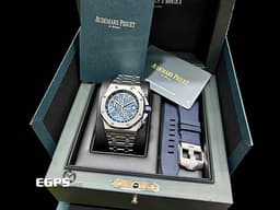 Audemars Piguet 愛彼 AP錶 Royal Oak Offshore 皇家橡樹 離岸型 26238ST.OO.2000ST.01 <font color="#4169e1">經典初代雲夜藍「Petite Tapisserie」格紋面盤</font> 飛返 計時碼錶 不鏽鋼材質&nbsp;<font color="#FF0000">2025年保卡 最新易換式錶帶系統</font>&nbsp;自動上鍊 42mm