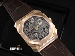 BVLGARI 寶格麗 Bulgari Octo Finissimo系列 Skeleton 8 Days 八日鍊 103667 玫瑰金材質&nbsp;<font color="#fdd296">超薄5.95mm 鏤空面盤 動力顯示</font> 經典八角形多稜角設計錶框 小秒針 <font color="#FF0000">2025年台灣公司貨&nbsp;</font>手上鏈 40mm