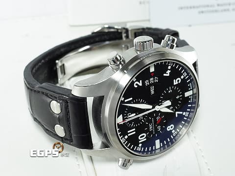 IWC 萬國 Pilot's 飛行員系列腕錶 IW377801 不鏽鋼材質 啞黑色儀表板風格面盤 星期日期顯示窗 雙追針  計時碼錶 2017年保卡 自動上鏈 46mm